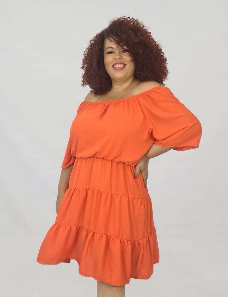 Vestido Midi Ciganinha Plus Size Laranja