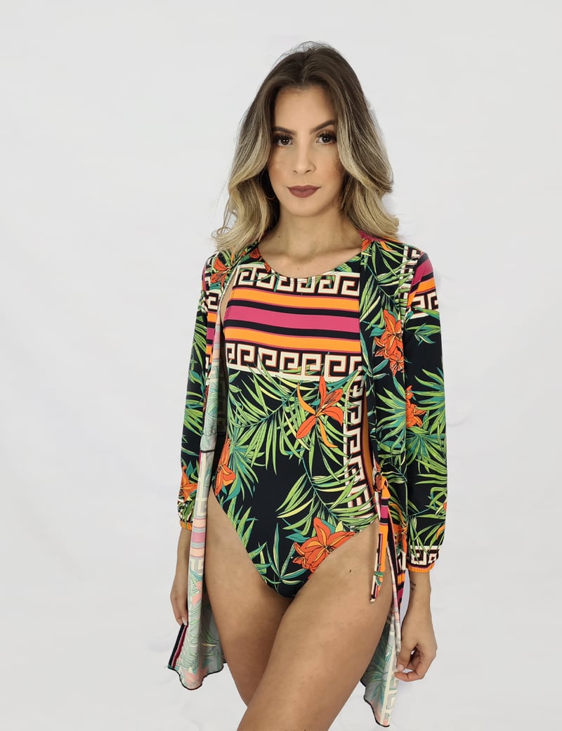 Kit Maiô Body Tropical Étnico