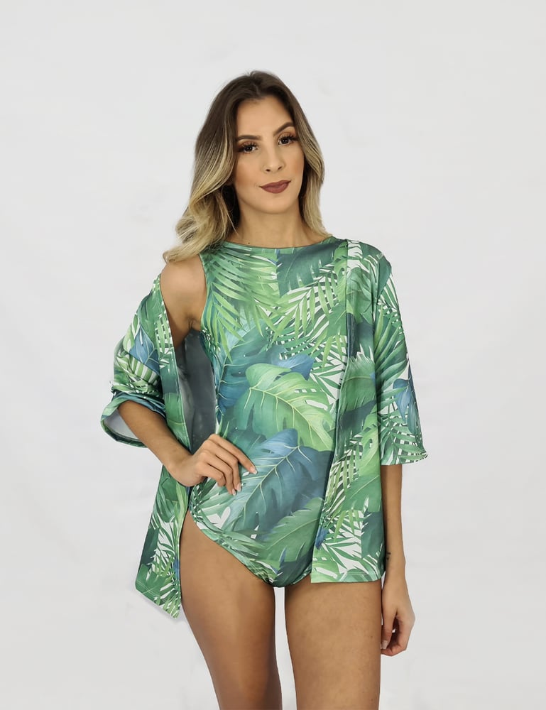 Kit Maiô Body Folhagens 