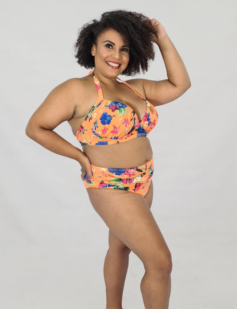 Conjunto Biquíni Plus Floral Neon