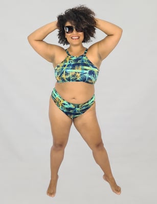 Vendaecia  Biquíni Halter Plus Size Folhagens Tropical  1