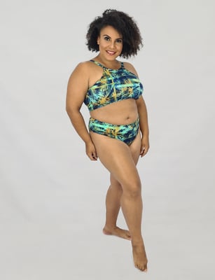 Vendaecia  Biquíni Halter Plus Size Folhagens Tropical  2