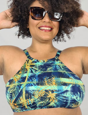 Vendaecia  Biquíni Halter Plus Size Folhagens Tropical  3