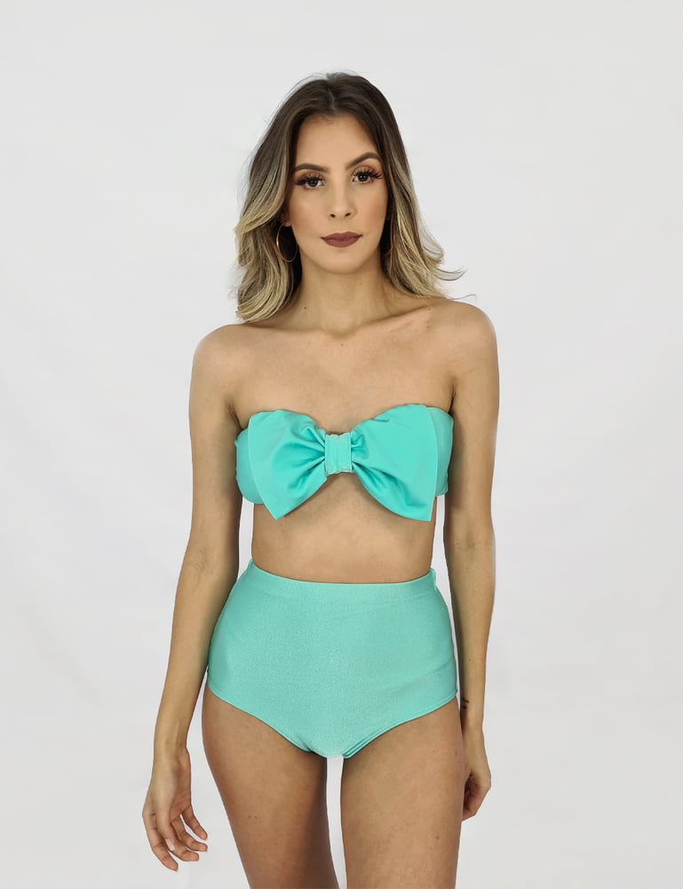 Conjunto Laço Verde Turquesa