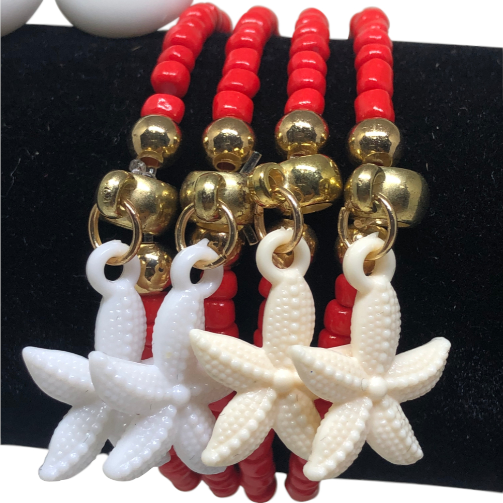 Kit de Pulseiras Laranjas com Brinco 