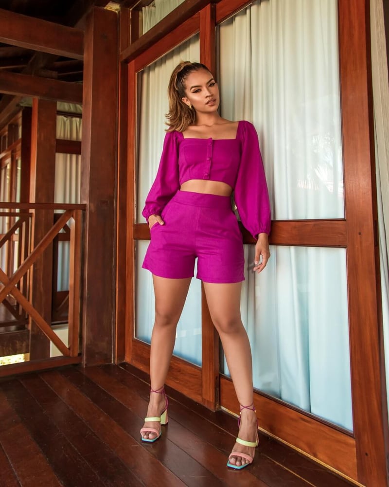 Conjunto Feminino Linho Fúcsia