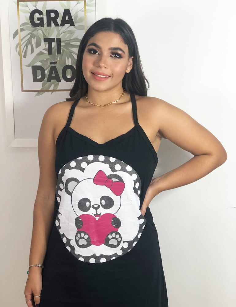 Camisola Feminina de Alcinha Panda