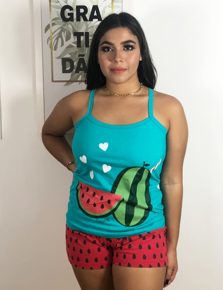 Pijama Feminino de Alça Melancia