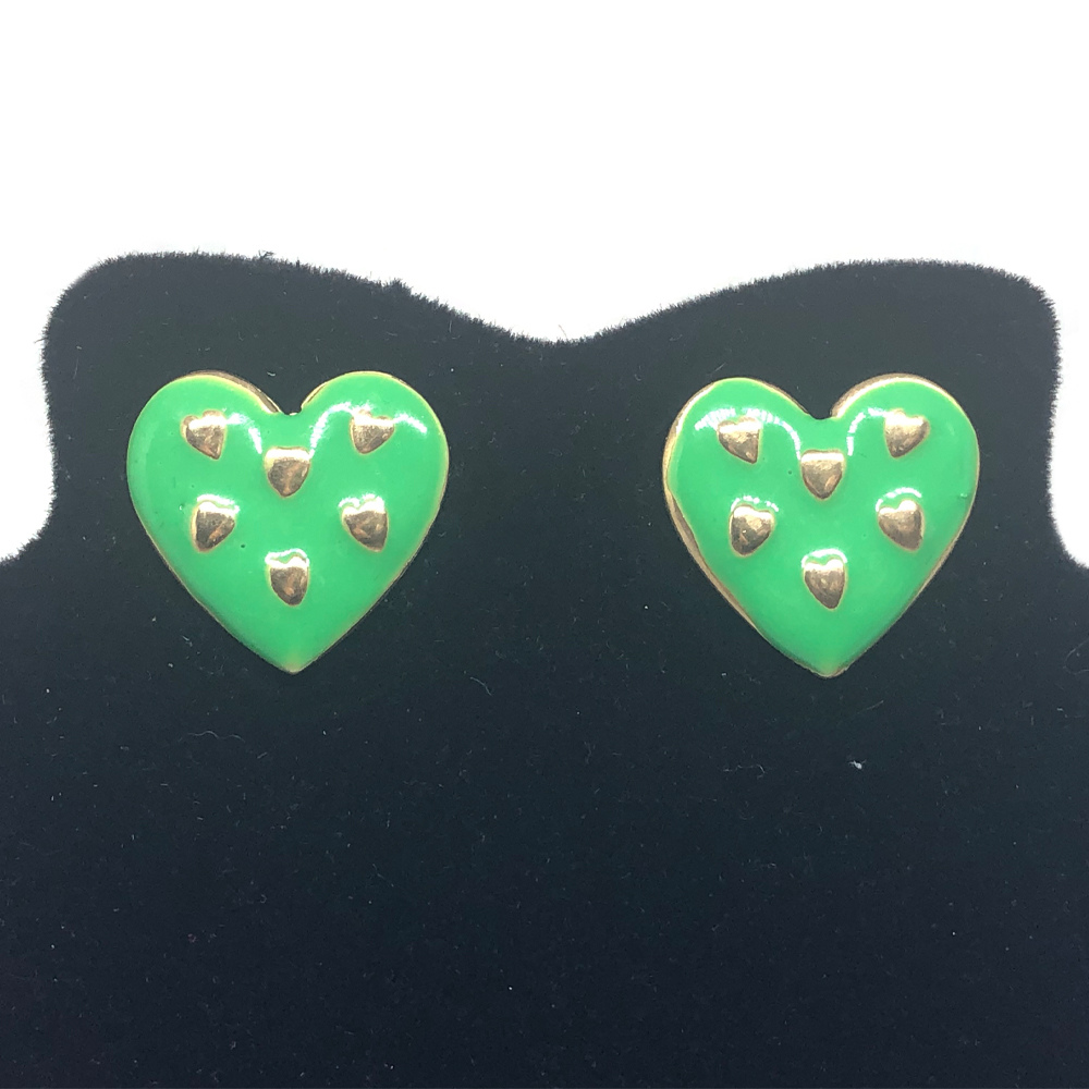 Brinco Coração Esmaltado Verde