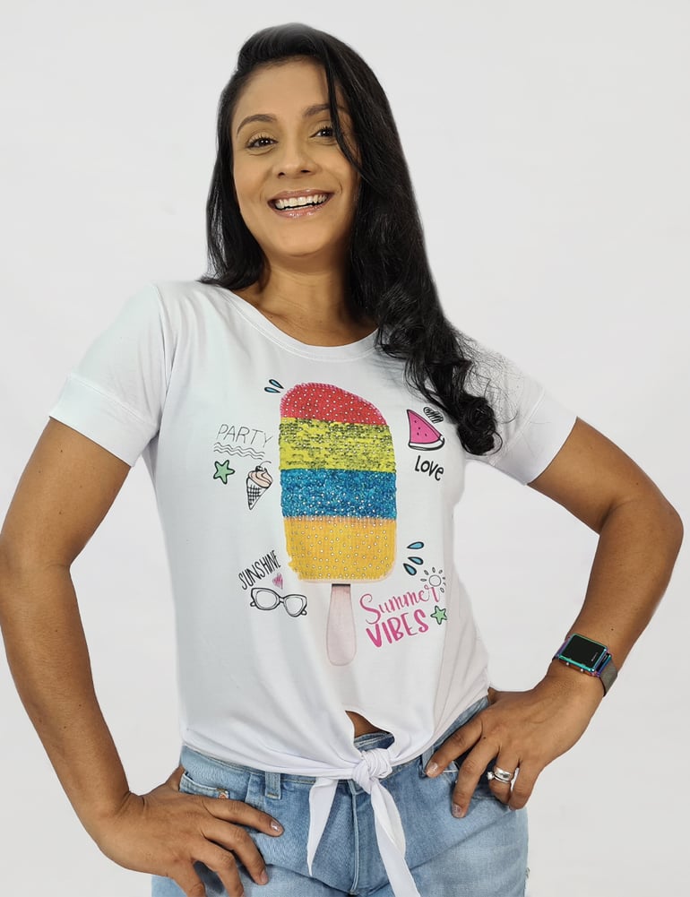 T-shirt com Amarração Summer Vibe