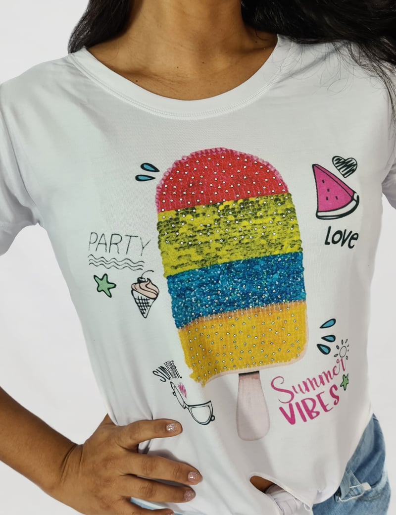 T-shirt com Amarração Summer Vibe