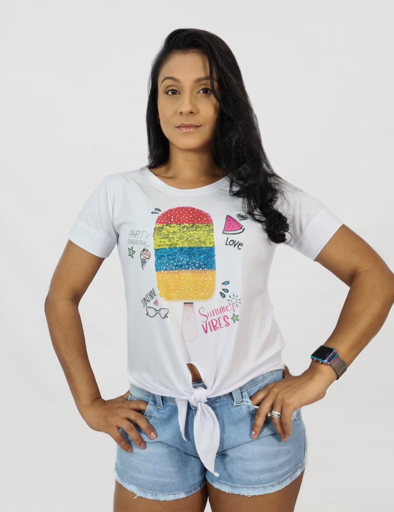 T-shirt com Amarração Summer Vibe - Vendaecia