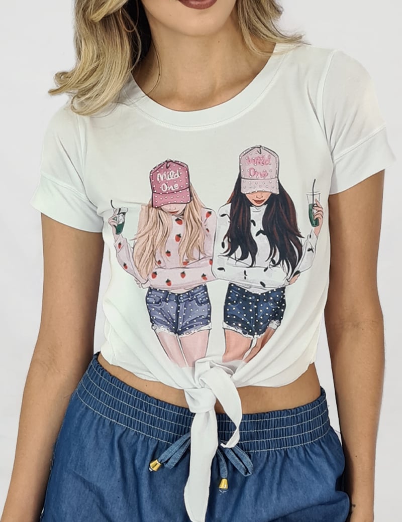 T-shirt com Amarração Coco Friends
