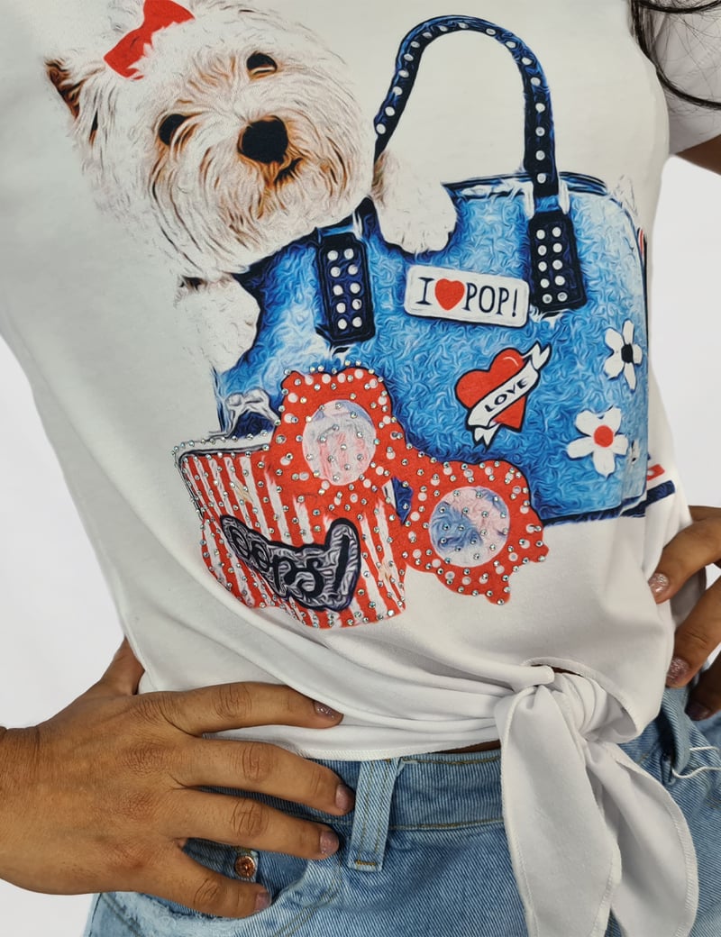 T-shirt com Amarração Dog Pop