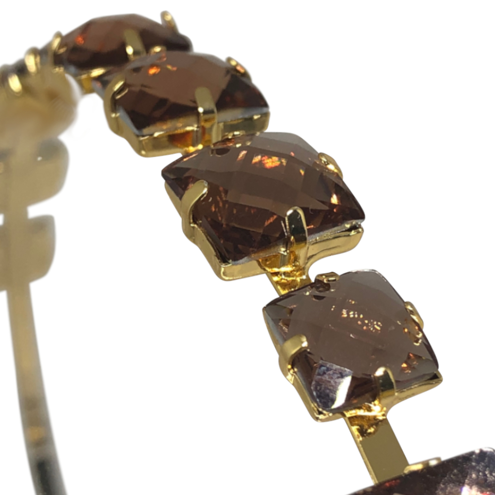 Tiara com Pedrarias Rose Quadrado