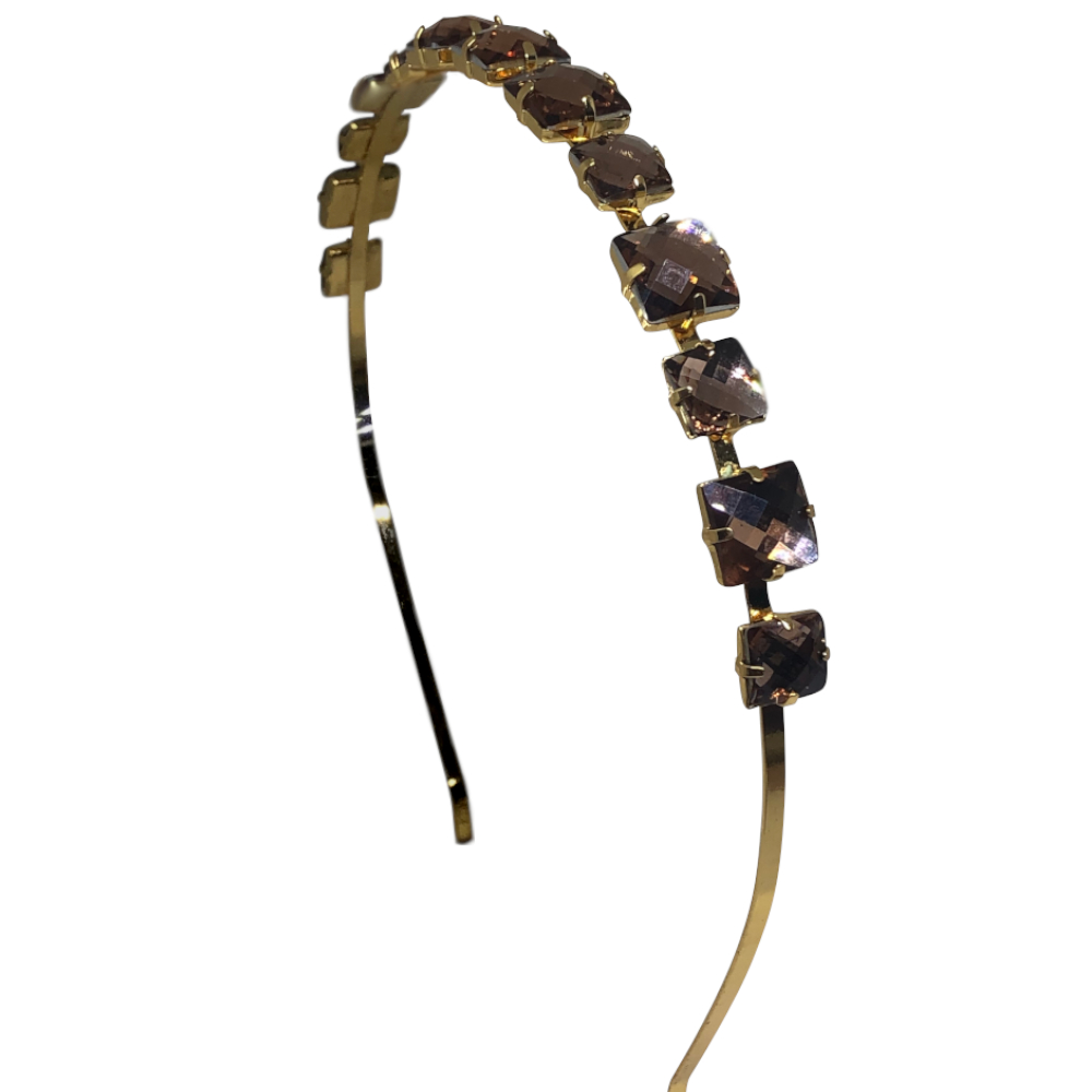 Tiara com Pedrarias Rose Quadrado