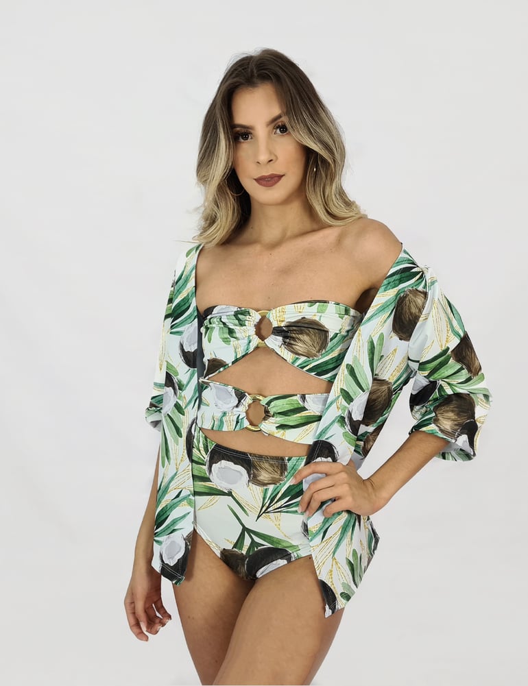 Kit Maiô Body Tomara que Caia e Colete Praiano