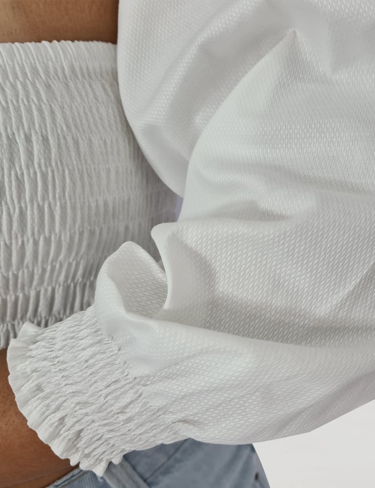 Blusa Ciganinha Lastex com Mangas Bufantes