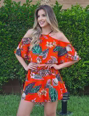 Vendaecia Conjunto Short Saia e Cropped com Amarração 1 Vendaecia Conjunto Short Saia e Cropped com Amarração 1