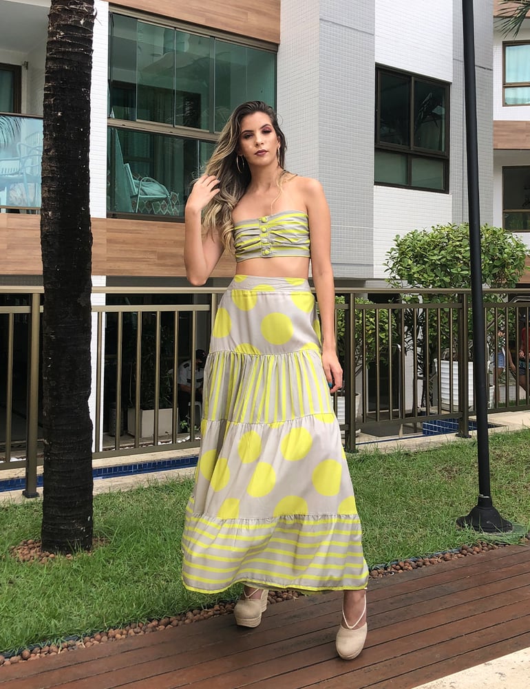 Conjunto Feminino Estampado Cinza