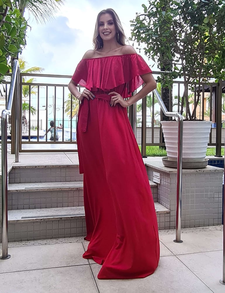 Vestido Longo Ombro a Ombro Vermelho