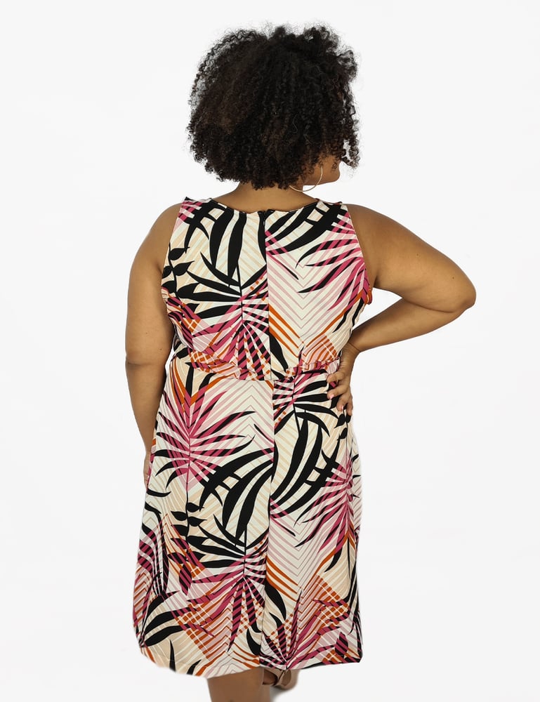 Vestido Feminino Midi Social Estampado Branco