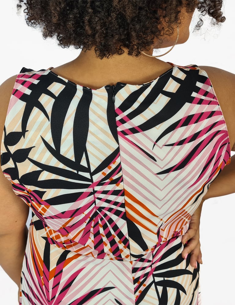 Vestido Feminino Midi Social Estampado Branco