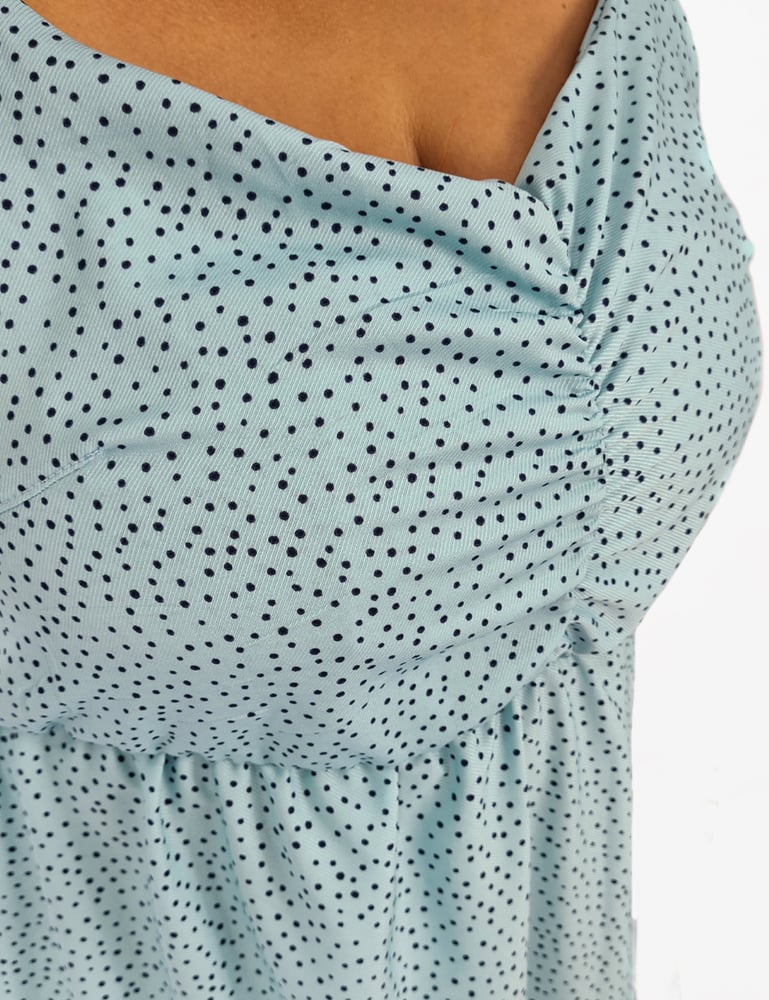 Vestido Longo Mullet Poá Azul Plus