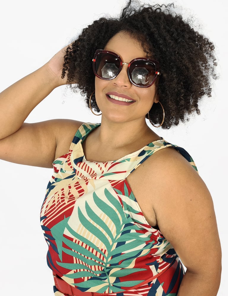 Vestido Feminino Midi Social Estampado Vermelho