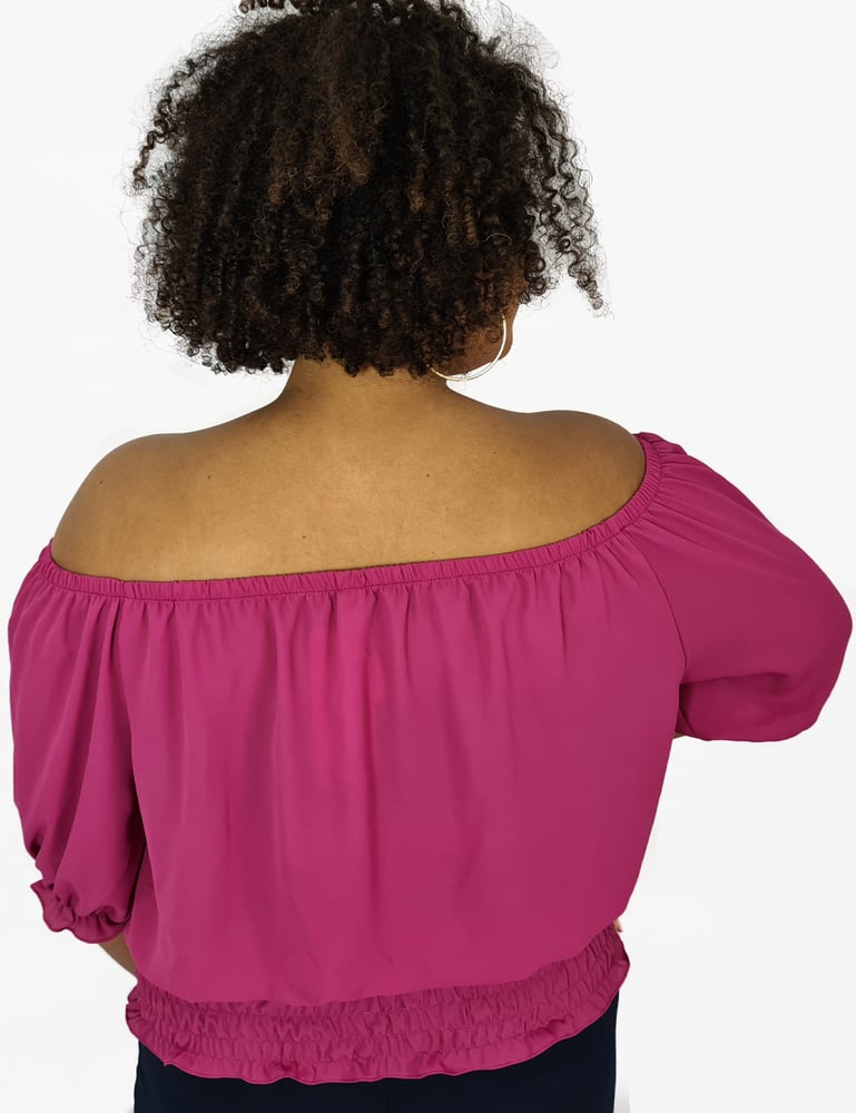 Blusa Feminina Plus Ciganinha Rosa Fúcsia