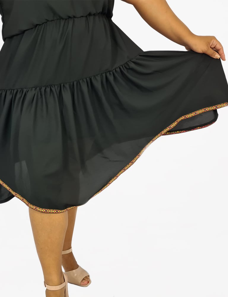 Vestido Feminino Plus Size de Alça Ailma Preto