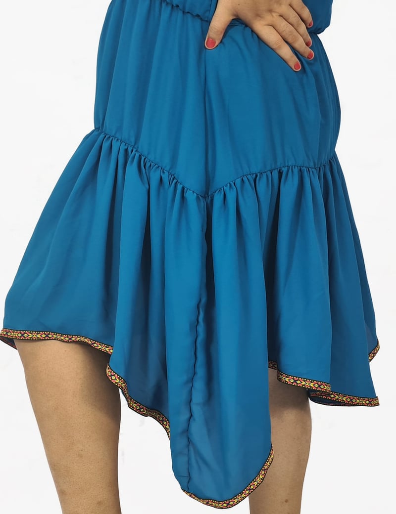 Vestido Feminino Plus Size de Alça Ailma Azul
