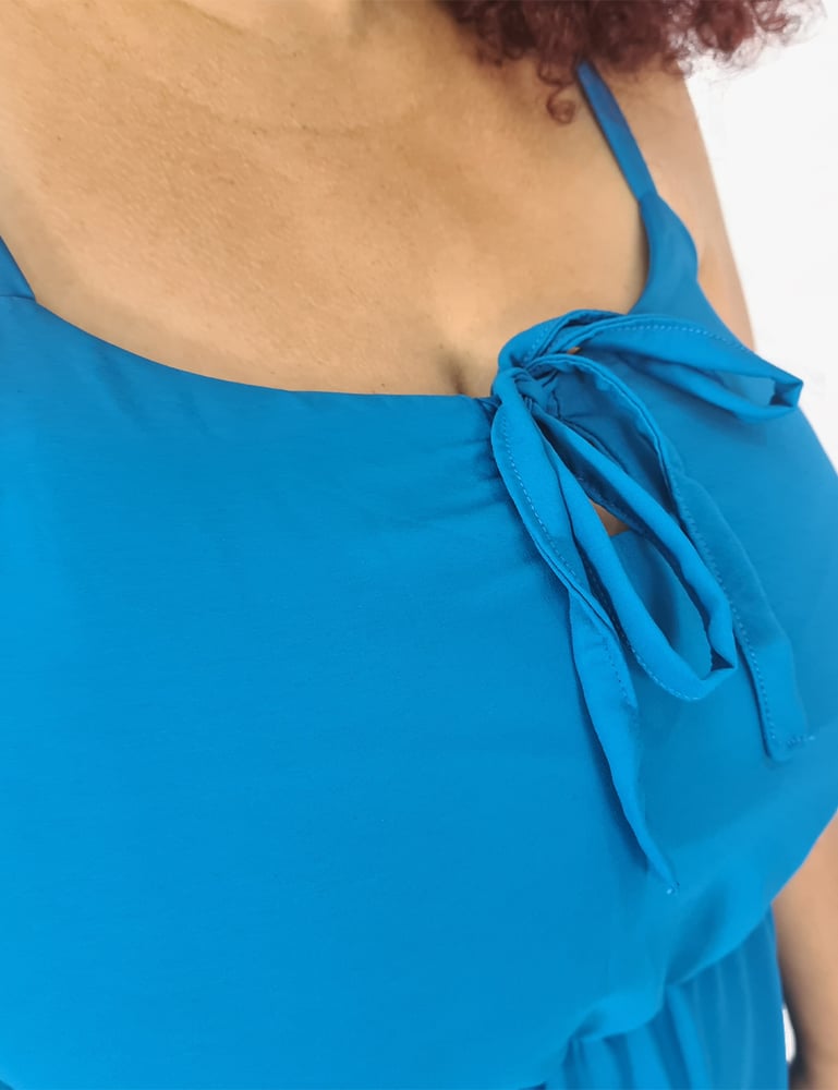 Vestido Feminino Plus Size de Alça Ailma Azul