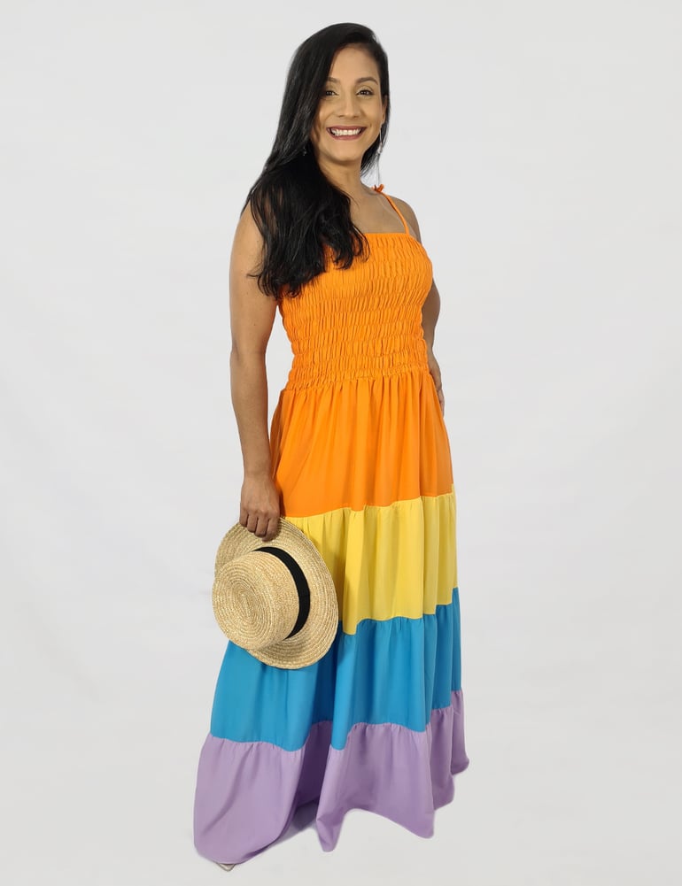 Vestido Feminino Longo Três Marias Multicolor
