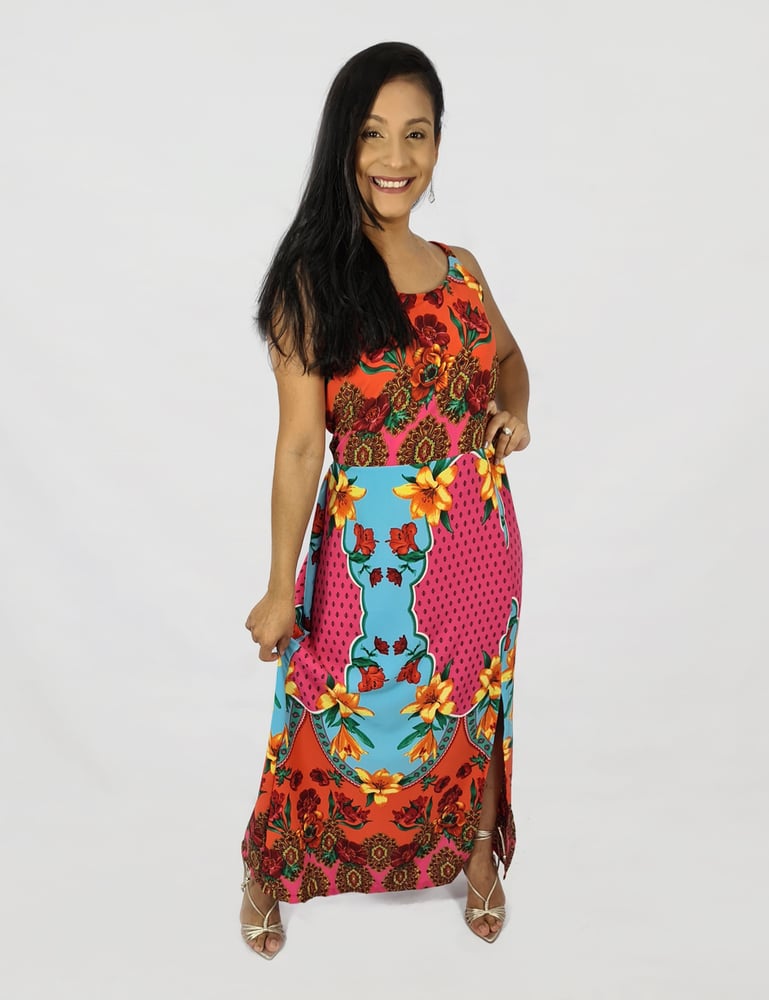Vestido Feminino Longo Mix Estampas