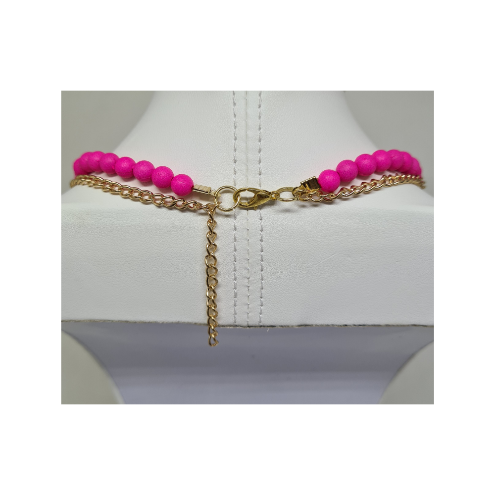 Colar Dois em Um Rosa com Búzio