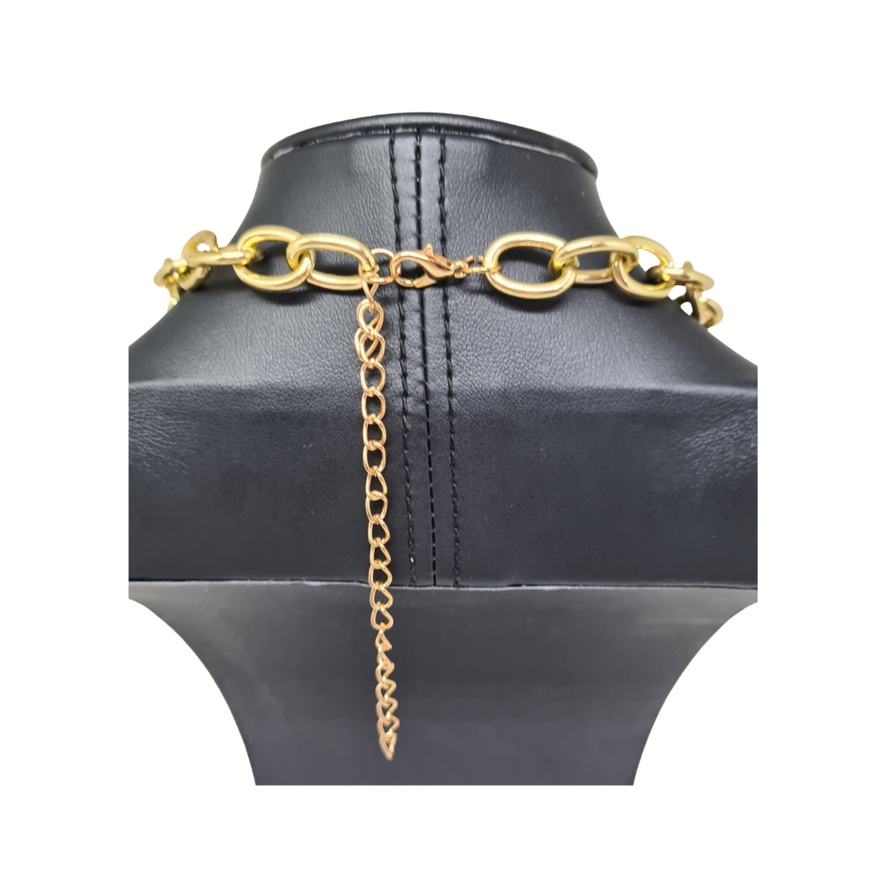 Corrente Dourada com Coração Dourado Fosco