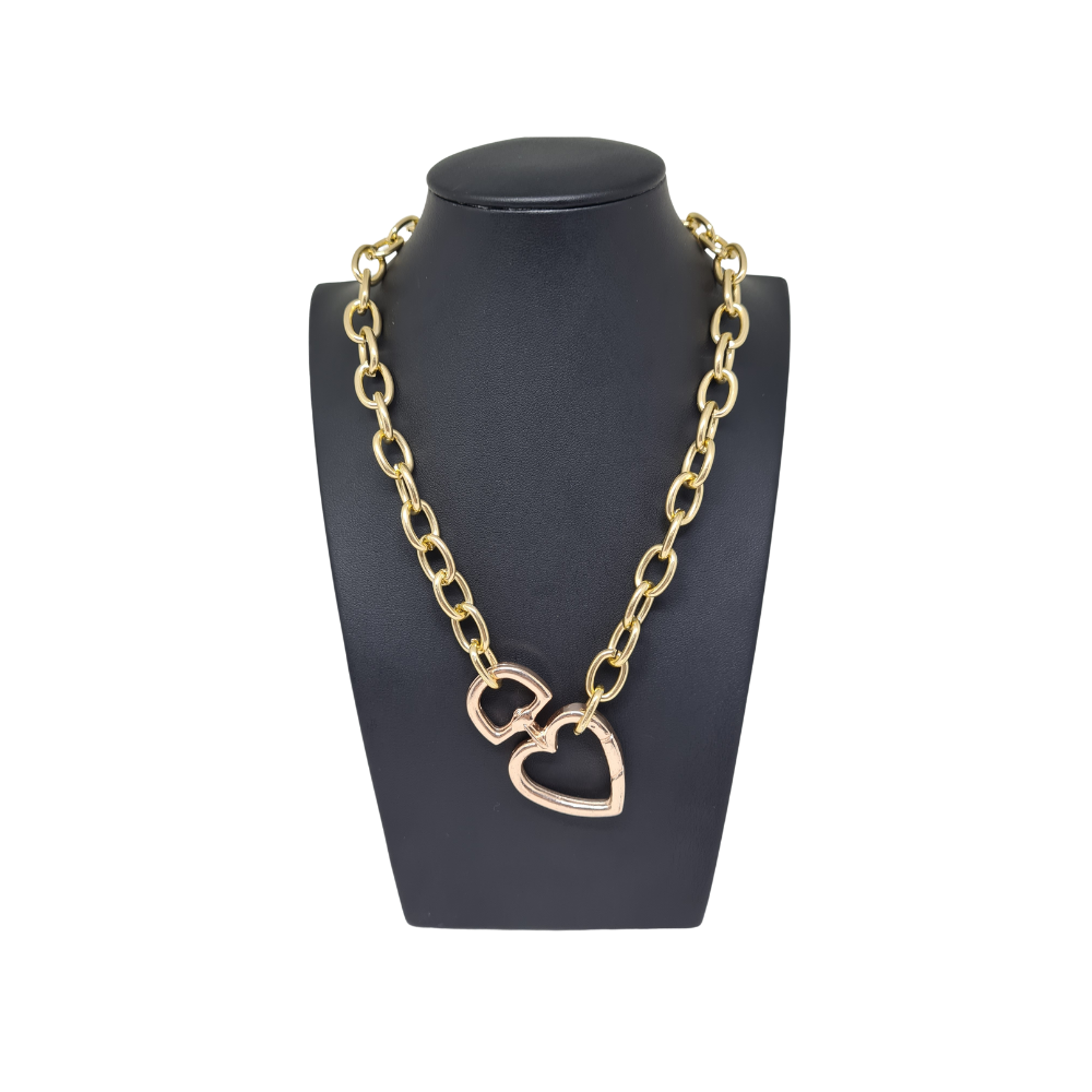 Corrente Dourada com Coração Dourado Fosco