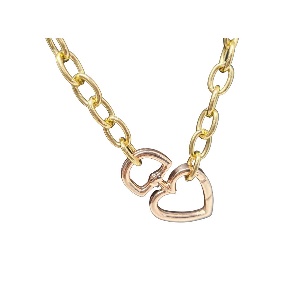 Corrente Dourada com Coração Dourado Fosco