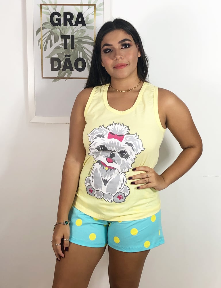 Pijama Feminino Regata Cachorrinho