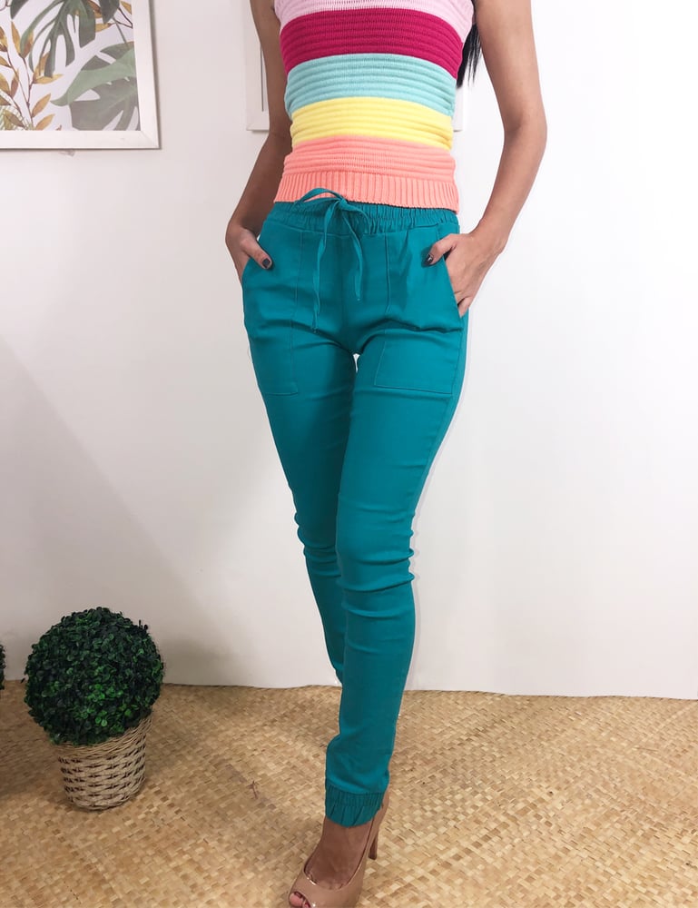 Calça Feminina Cintura Alta Verde