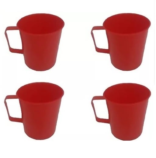 Caneca Plástica Para Merenda Escolar Vermelha 300 Ml - 12 Un