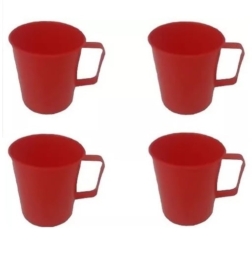 Caneca Plástica Para Merenda Escolar Vermelha 300 Ml - 24 Un