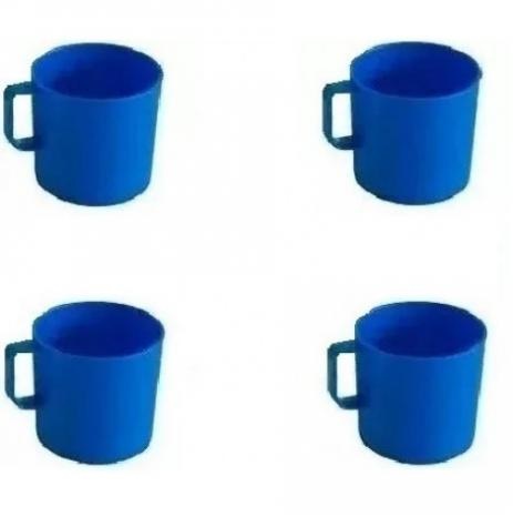 Caneca Plástica Para Merenda Escolar Azul 300 Ml - 36 Unids