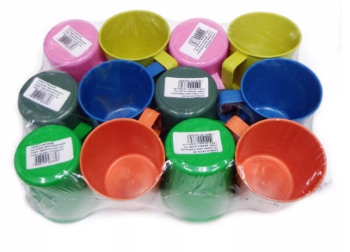 Caneca Plástica Para Merenda Escolar 300 Ml Cores - 60 Unids
