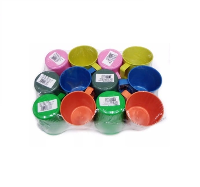 Caneca Plástica Para Merenda Escolar 300 Ml Cores - 48 Unids
