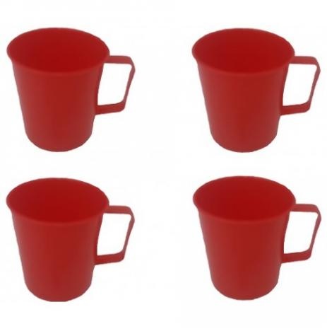 Caneca Plástica Para Merenda Escolar Vermelha 300 Ml - 12 Un