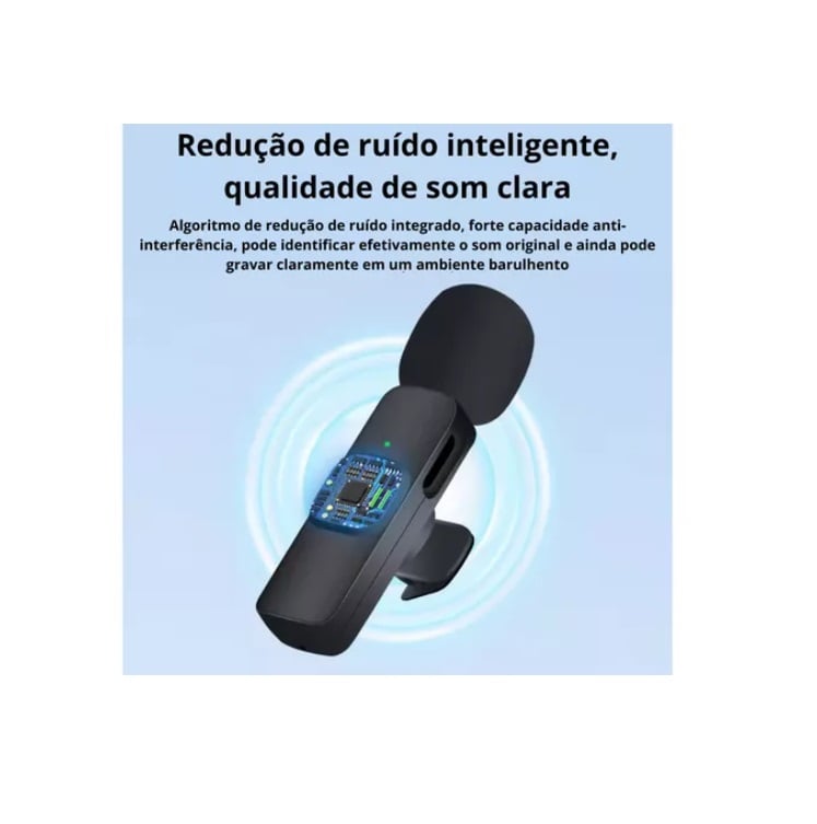 Microfone Lapela Modelo K9 Sem Fio Bluetooth Celular iPhone