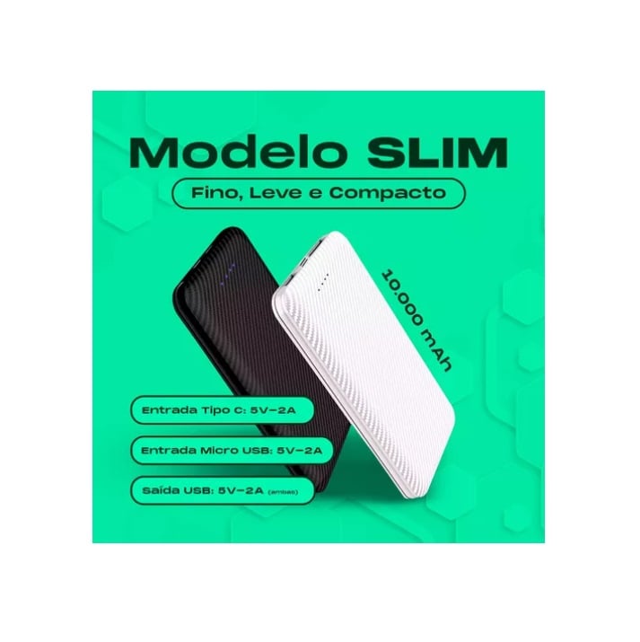 Carregador Portátil Power Bank 10.000mah Universal Externa