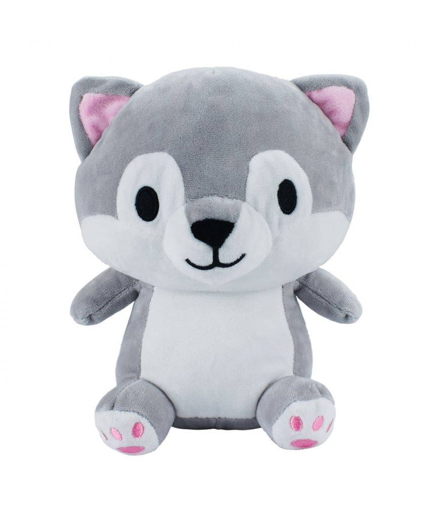 Cachorro De Pelúcia Cinza Fofo Sentado 22 cm